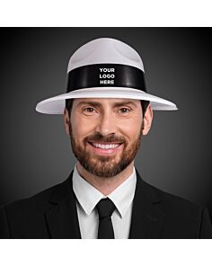 White Plastic Fedora with Black Band 