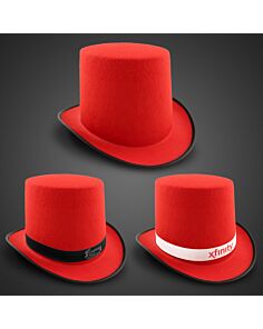 Red Felt Top Hat (Imprintable Bands Available)