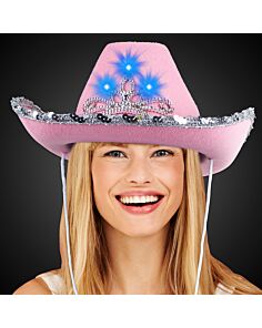 Flashing Pink LED Cowboy Hat 