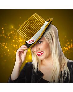Gold Sequin Top Hats (Imprintable Bands Available)