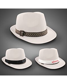 White Funky Fedora (Imprintable Bands Available)
