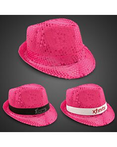 Pink Sequin Fedora Hat (Imprintable Bands Available)