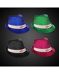 Sequin Fedora Hats  (Imprinted Hat Bands Available)