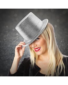 Silver Glitter Top Hat