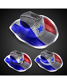 Red White & Blue LED Cowboy Hat with Black Band