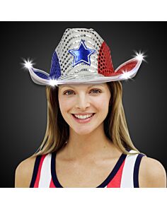 Red White & Blue LED Cowboy Hat