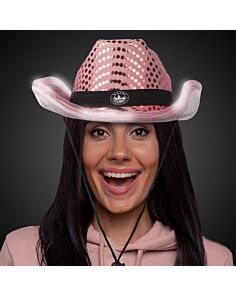 Pink Light Up Sequin Cowboy Hat