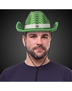 Green Light Up Sequin Cowboy Hat