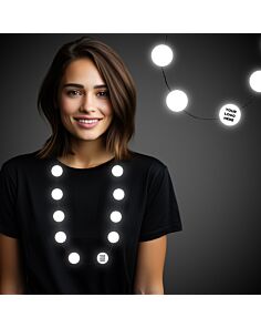 White Button Light Up Necklace