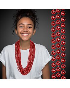 Red Metallic Beaded Necklace 