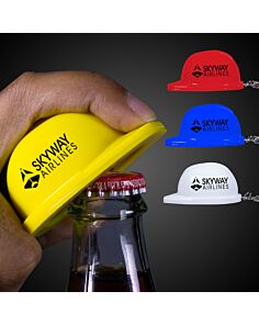 Plastic Construction Hat Bottle Opener Key Chains