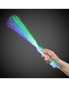 White Fiber Optic Wand with Strobe - 15 Inch