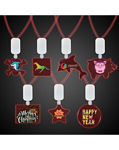 Clear Plastic Necklace with Plastic Medallion and Red LEDS