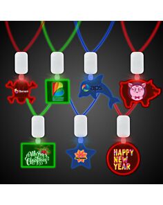 Clear Plastic Necklace with Plastic Medallion - Variety of LED Colors 
