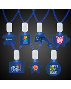 Clear Plastic Necklace with Plastic Medallion and Blue LEDS