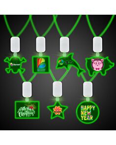 Clear Plastic Necklace with Plastic Medallion and Green LEDS