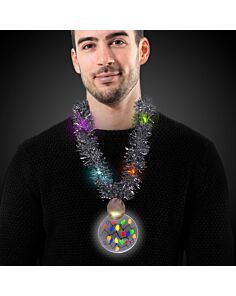LED Christmas Medallion Tinsel Necklace
