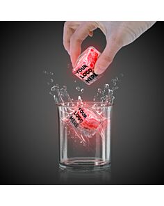 Red Imprinted Liquid Activated Light Up Ice Cubes