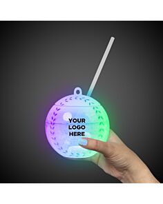 Light Up Baseball Cup with Lid and Straw