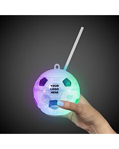 Soccer Ball Light Up Cup with Lid and Straw