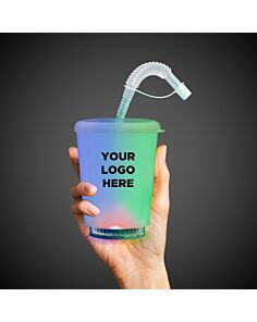 12 oz LED Cup with Lid and Straw 