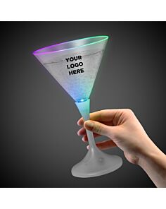 Light Up Martini Glass with White Stem and Frosted Top - 7 Ounce 