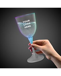 Light Up Frosted Wine Glass with White Stem - 10 Ounce