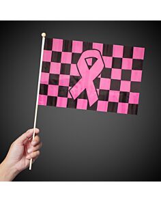 Pink Ribbon Checkered Flag 12"x 18"