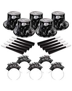Ebony and Silver New Year's Eve Party Kit for 50 People 
