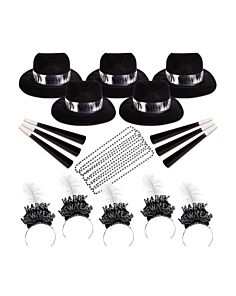 Silver Midnight New Year's Eve Party Kit for 50 People 
