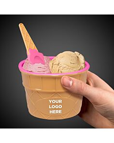 6oz Pink Ice Cream Bowl and Spoon Sets
