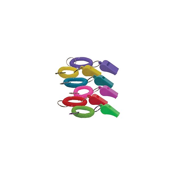 Assorted Color Coil Whistle Key Chains 