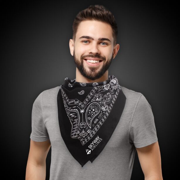 Black 22" x 22" Cotton Paisley Bandanas