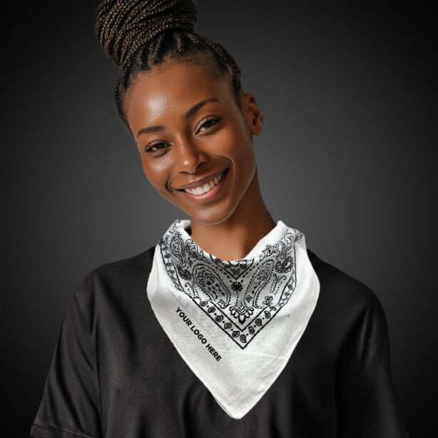 White 22" x 22" Cotton Paisley Bandanas