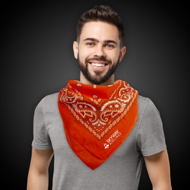 Orange 22" x 22" Cotton Paisley Bandanas