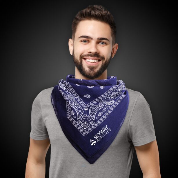 Blue 22" x 22" Cotton Paisley Bandanas