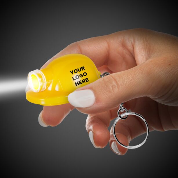 2" Yellow Safety Helmet Flashlight Keychain