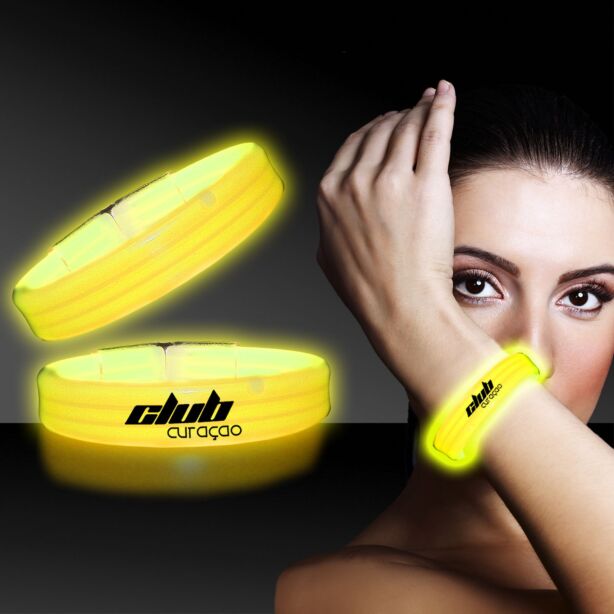 Yellow Deluxe Triple Wide 9 Inch Glow Bracelet 