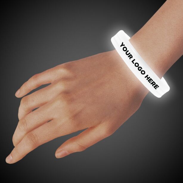 White Deluxe Triple Wide 9 Inch Glow Bracelet 