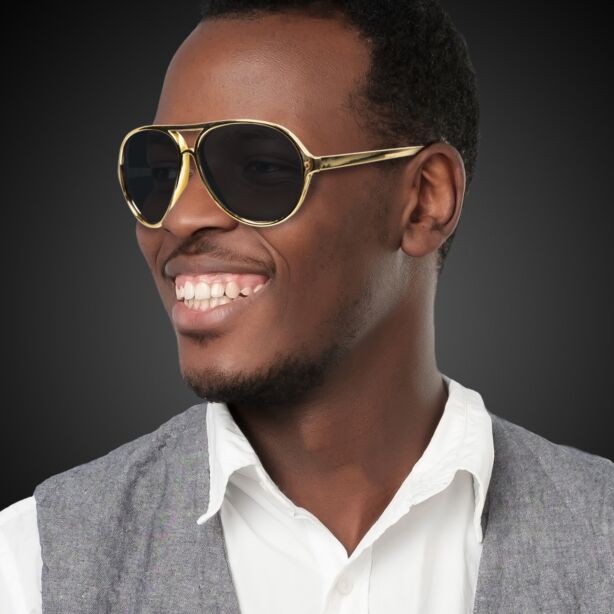 Gold Metallic Aviator Sunglasses 