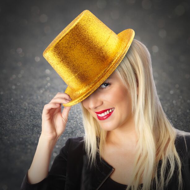 Gold Glitter Top Hat
