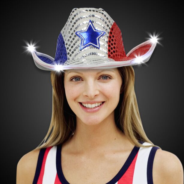 Red White & Blue LED Cowboy Hat