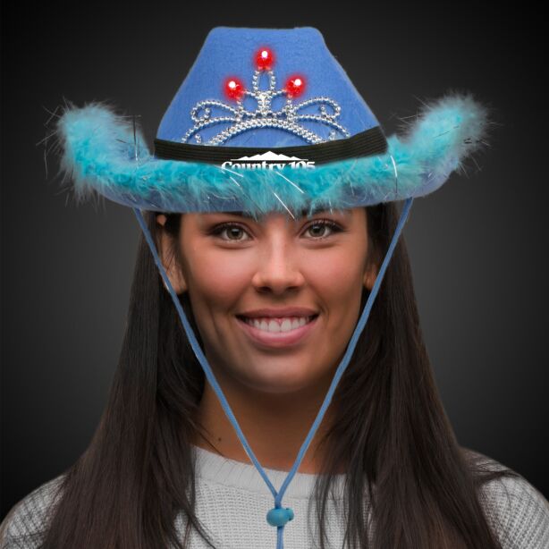 BLUE LED COWBOY HAT W/TIARA