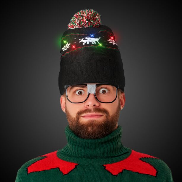Reindeer LED Knit Hat