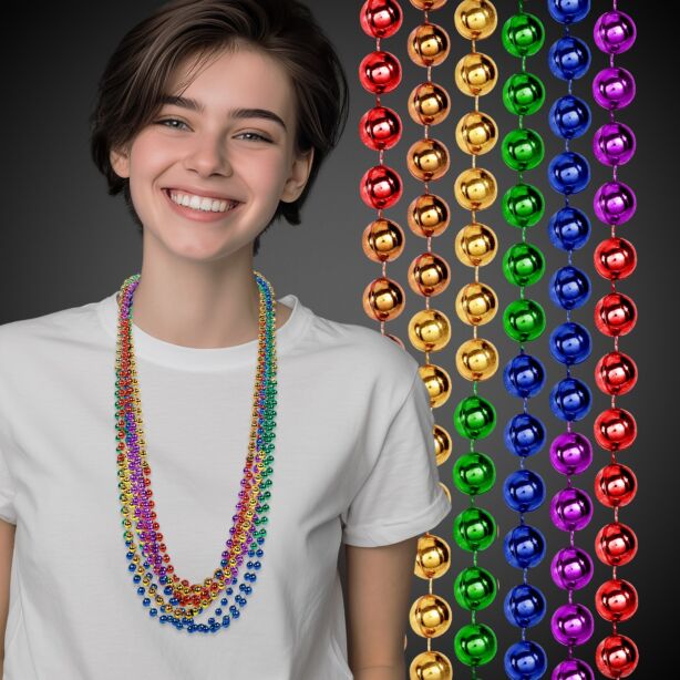 Rainbow Segmented Mardi Gras Beads