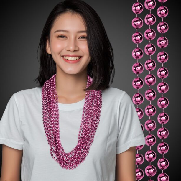 Metallic Light Pink Mardi Gras Beads