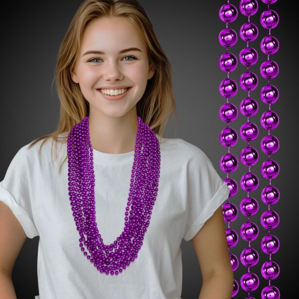 Metallic Purple Mardi Gras Beads