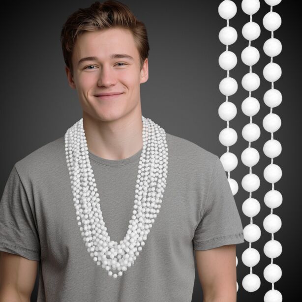 White Mardi Gras Beads 