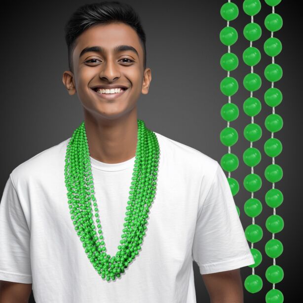 Solid Green Mardi Gras Beads