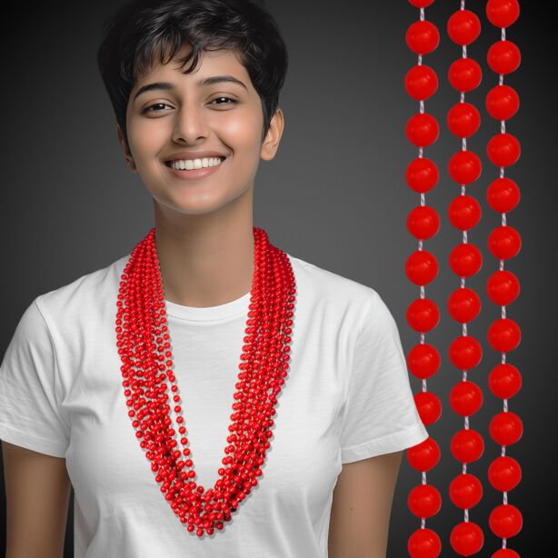 Solid Red Mardi Gras Beads